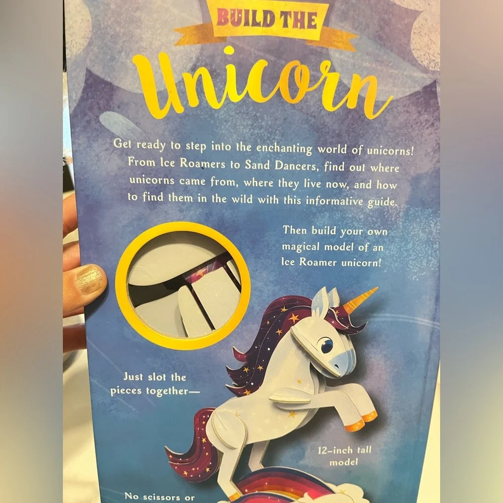 Build the Unicorn Kids Building Set, reading book, and Lear